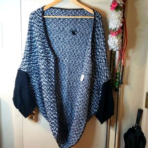 New Direction. Black and White 100% acrylic long cardigan.